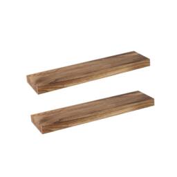 Levede 2PC Wall Mounted Floating Shelves Wooden Display Storage 23.5IN 61CM in Brown - thumbnail 3