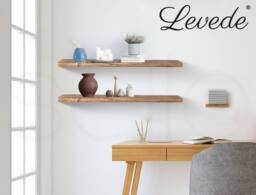 Levede 2PC Wall Mounted Floating Shelves Wooden Display Storage 23.5IN 61CM in Brown - thumbnail 9