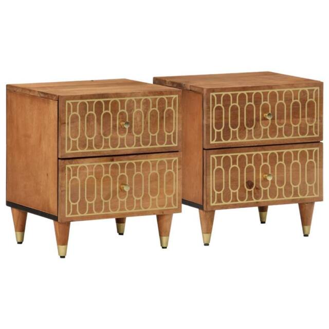 Berkfield Home Bedside Cabinets 2 pcs 40x33x46 cm Solid Wood Mango in Brown - Size: 40 x 33 x 46 cm - image 1
