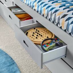 Bedmaster Veera Guest Bed With Drawers & Trundle in Grey - Size: Single - thumbnail 6