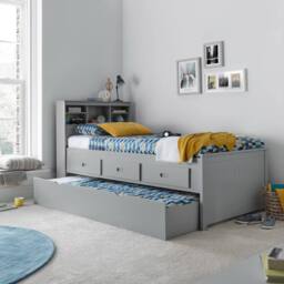 Bedmaster Veera Guest Bed With Drawers & Trundle in Grey - Size: Single