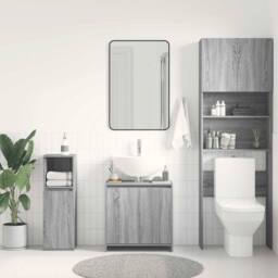Berkfield Home Bathroom Cabinet Grey Sonoma 60x33x61 cm Engineered Wood - Size: 60 x 33 x 61 cm - thumbnail 3