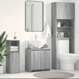 Berkfield Home Bathroom Cabinet Grey Sonoma 60x33x61 cm Engineered Wood - Size: 60 x 33 x 61 cm - thumbnail 2