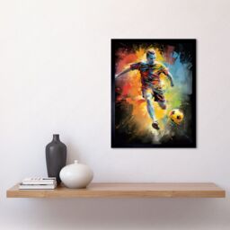 "Artery8 Wall Art Print Footballer About to Kick the Ball Vibrant Portrait Art Framed in Black - Size: W12"" x H16""" - thumbnail 2