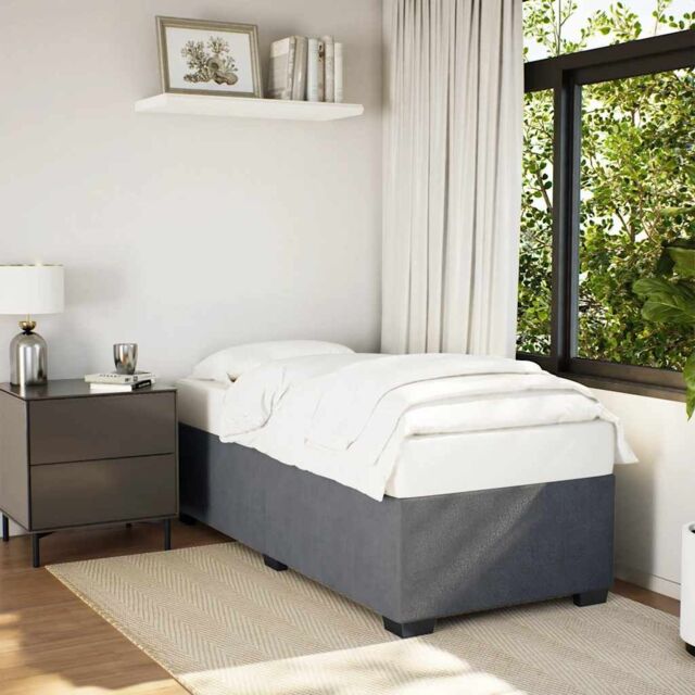 Berkfield Home Bed Frame without Mattress Dark Grey Single Velvet in Grey - Size: Single - image 1