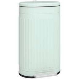 HOMCOM 30L Pedal Bin, Metal Kitchen Bin with Soft-close Lid, Light Green - Size: Medium - thumbnail 2