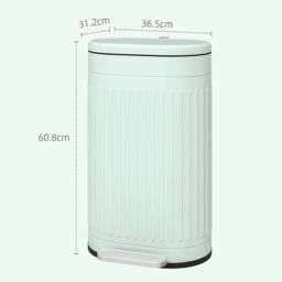 HOMCOM 30L Pedal Bin, Metal Kitchen Bin with Soft-close Lid, Light Green - Size: Medium - thumbnail 3