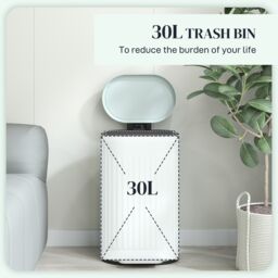 HOMCOM 30L Pedal Bin, Metal Kitchen Bin with Soft-close Lid, Light Green - Size: Medium - thumbnail 4