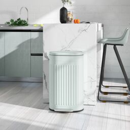HOMCOM 30L Pedal Bin, Metal Kitchen Bin with Soft-close Lid, Light Green - Size: Medium - thumbnail 1