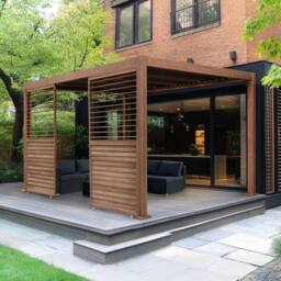 Monstershop Wood Effect Aluminium Pergola Shutter Panel - 123cm Wide in Terracotta - thumbnail 5