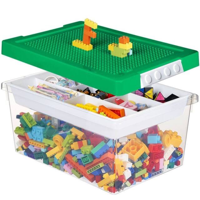 Greentainer Practical Storage Bins With Lids Stackable Plastic Organiser in Green - image 1