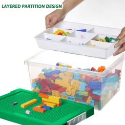 Greentainer Practical Storage Bins With Lids Stackable Plastic Organiser in Green - thumbnail 3