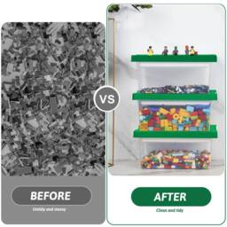 Greentainer Practical Storage Bins With Lids Stackable Plastic Organiser in Green - thumbnail 5