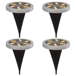 Berkfield Home Solar Ground Lights with Ground Spikes Outdoor 4 pcs Warm White in Black - thumbnail 2