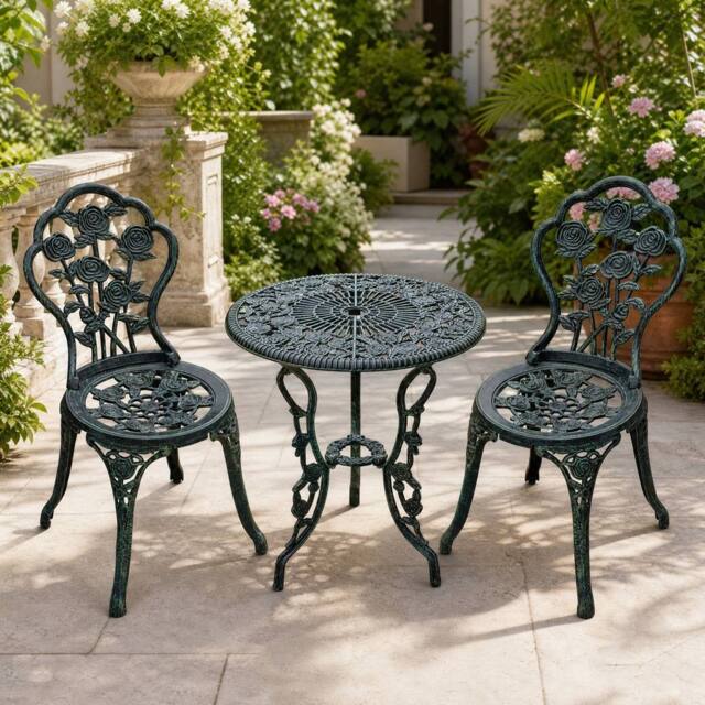 STILVORA Bistro Set 3-Piece with aluminium structure Antique Green - image 1