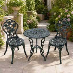 STILVORA Bistro Set 3-Piece with aluminium structure Antique Green - thumbnail 1