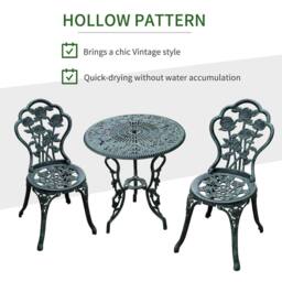 STILVORA Bistro Set 3-Piece with aluminium structure Antique Green - thumbnail 4