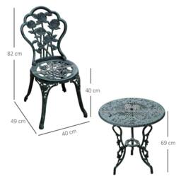 STILVORA Bistro Set 3-Piece with aluminium structure Antique Green - thumbnail 2