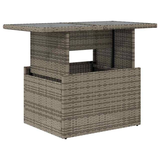 Berkfield Home Garden Table with Glass Top Grey 100x55x73 cm Poly Rattan - Size: 100 x 55 x 73 cm - image 1