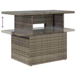 Berkfield Home Garden Table with Glass Top Grey 100x55x73 cm Poly Rattan - Size: 100 x 55 x 73 cm - thumbnail 8