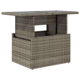 Berkfield Home Garden Table with Glass Top Grey 100x55x73 cm Poly Rattan - Size: 100 x 55 x 73 cm - thumbnail 1
