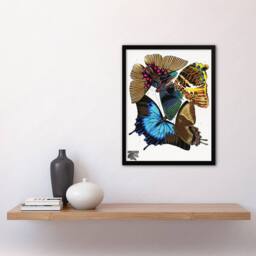 Artery8 Eugene Seguy Framed Wall Art Print Colourful Vintage Butterflies - Size: A4 - thumbnail 2