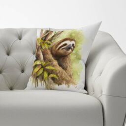 Warren Reed - Designer Sloth Watercolour Cushions in Brown - Size: 60 cm x 60 cm - thumbnail 2