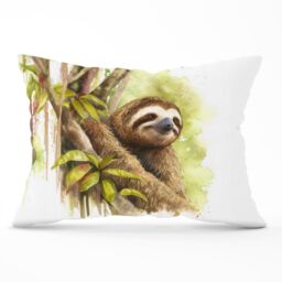 Warren Reed - Designer Sloth Watercolour Cushions in Brown - Size: 60 cm x 60 cm - thumbnail 1
