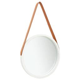 Berkfield Home Wall Mirror with Strap 40 cm White - thumbnail 2