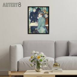 "Artery8 Corner in Moulin de la Galette Framed Canvas Wall Art Print Lautrec in Blue - Size: W18"" x H24""" - thumbnail 3