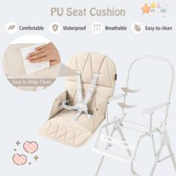 Costway Foldable High Chair Easy Clean Compact Highchair w/ Tray in Beige - thumbnail 6
