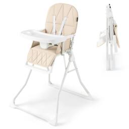 Costway Foldable High Chair Easy Clean Compact Highchair w/ Tray in Beige - thumbnail 3