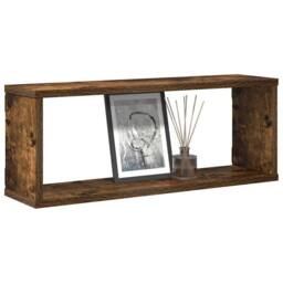 Berkfield Home Wall Cube Shelves 4 pcs Smoked Oak 60x15x23 cm Engineered Wood in Brown - Size: 60 x 15 x 23 cm - thumbnail 4