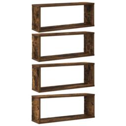 Berkfield Home Wall Cube Shelves 4 pcs Smoked Oak 60x15x23 cm Engineered Wood in Brown - Size: 60 x 15 x 23 cm - thumbnail 3