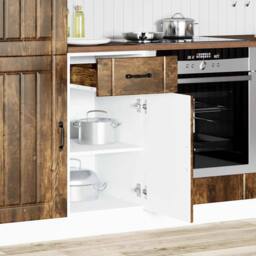 Berkfield Home Kitchen Base Cabinet Lucca Smoked Oak Engineered Wood in Brown - thumbnail 3