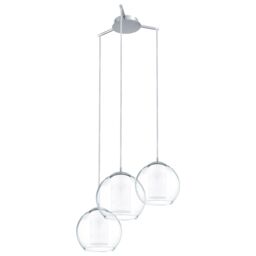 Loops Pendant Light Colour Chrome Shade White Clear Satin Glass Glass Bulb E27 3x60W - thumbnail 1