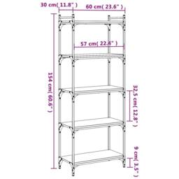 Berkfield Home Bookcase 5-Tier Grey Sonoma 60x30x154 cm Engineered Wood - Size: 60 x 30 x 154 cm - thumbnail 9