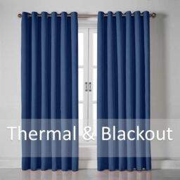 Luxury Living Linen Look Ring Top Blackout Curtains in Blue - Size: 229 cm width x 183 cm drop - thumbnail 3