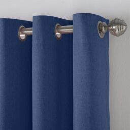Luxury Living Linen Look Ring Top Blackout Curtains in Blue - Size: 229 cm width x 183 cm drop - thumbnail 4