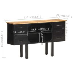 Berkfield Home Sideboard 110x30x65 cm Solid Rough Mango Wood & Steel in Brown - Size: 110 x 30 x 65 cm - thumbnail 6