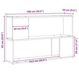 Berkfield Home Black Oak Book Shelf, 100x24x63 cm, Made from Engineered Wood - Size: 100 x 24 x 63 cm - thumbnail 9