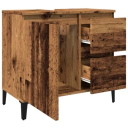 Berkfield Home Sink Cabinet Old Wood 65x33x60 cm Engineered Wood in Brown - Size: 65 x 33 x 60 cm - thumbnail 5