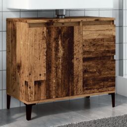 Berkfield Home Sink Cabinet Old Wood 65x33x60 cm Engineered Wood in Brown - Size: 65 x 33 x 60 cm - thumbnail 1
