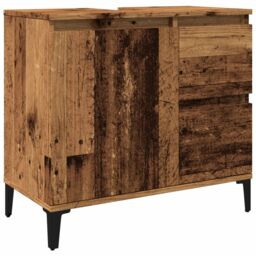 Berkfield Home Sink Cabinet Old Wood 65x33x60 cm Engineered Wood in Brown - Size: 65 x 33 x 60 cm - thumbnail 2
