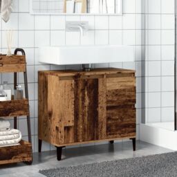 Berkfield Home Sink Cabinet Old Wood 65x33x60 cm Engineered Wood in Brown - Size: 65 x 33 x 60 cm - thumbnail 3