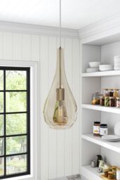 Living and Home Droplet Glass 1 Head Pendant Light Fixture in Clear