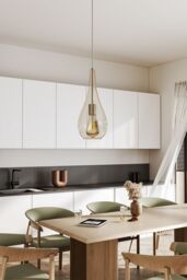 Living and Home Droplet Glass 1 Head Pendant Light Fixture in Clear - thumbnail 2