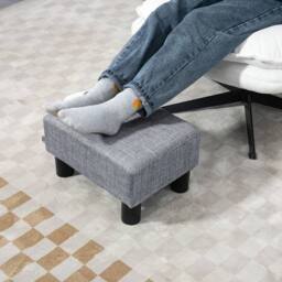 Wyld Haus Nekael Linen Look Grey Footstool Compact Rectangular Stool 4 Plastic - thumbnail 7