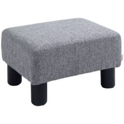 Wyld Haus Nekael Linen Look Grey Footstool Compact Rectangular Stool 4 Plastic - thumbnail 2