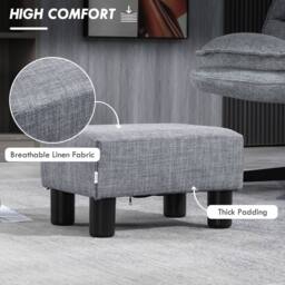 Wyld Haus Nekael Linen Look Grey Footstool Compact Rectangular Stool 4 Plastic - thumbnail 5